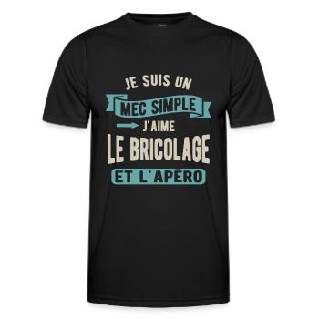 Un mec simple, bricolage et apéro - T-shirt sport Homme - noir - Devant - AI Model Male 178 dark (178cm)