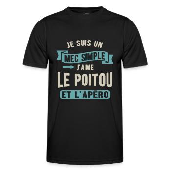 Un mec simple, poitou et apéro - T-shirt sport Homme - noir - Devant - AI Model Male 178 dark (178cm)