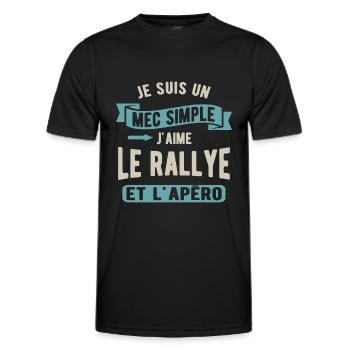 Un mec simple, rallye et apéro - T-shirt sport Homme - noir - Devant - AI Model Male 178 dark (178cm)