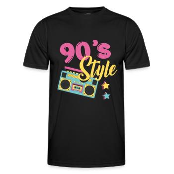 90's style - Men's Functional T-Shirt - black - Front - AI Model Male 178 dark (178cm)