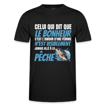 jamais allé à la pêche - T-shirt sport Homme - noir - Devant - AI Model Male 178 dark (178cm)