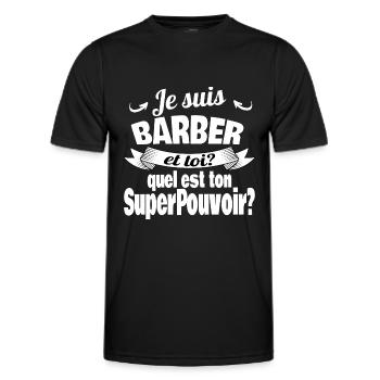 je suis barber - T-shirt sport Homme - noir - Devant - AI Model Male 178 dark (178cm)