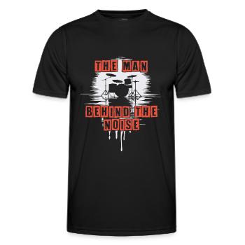 Mann hinter dem Lärm lustiges Schlagzeugermotiv - Männer Funktions-T-Shirt - Schwarz - Vorne - AI Model Male 178 dark (178cm)