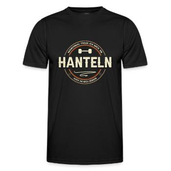 Hanteln Spruch Muskelaufbau - Männer Funktions-T-Shirt - Schwarz - Vorne - AI Model Male 178 dark (178cm)
