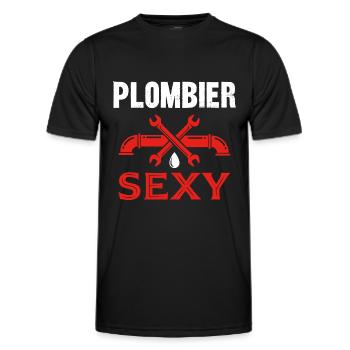 plombier sexy - T-shirt sport Homme - noir - Devant - AI Model Male 178 dark (178cm)