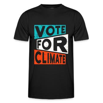 Climate change slogan: VOTE FOR CLIMATE - Men's Functional T-Shirt - black - Front - AI Model Male 178 dark (178cm)
