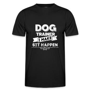 Hundetrainer Sitz Hund Hunde Hundeerziehung - Männer Funktions-T-Shirt - Schwarz - Vorne - AI Model Male 178 dark (178cm)