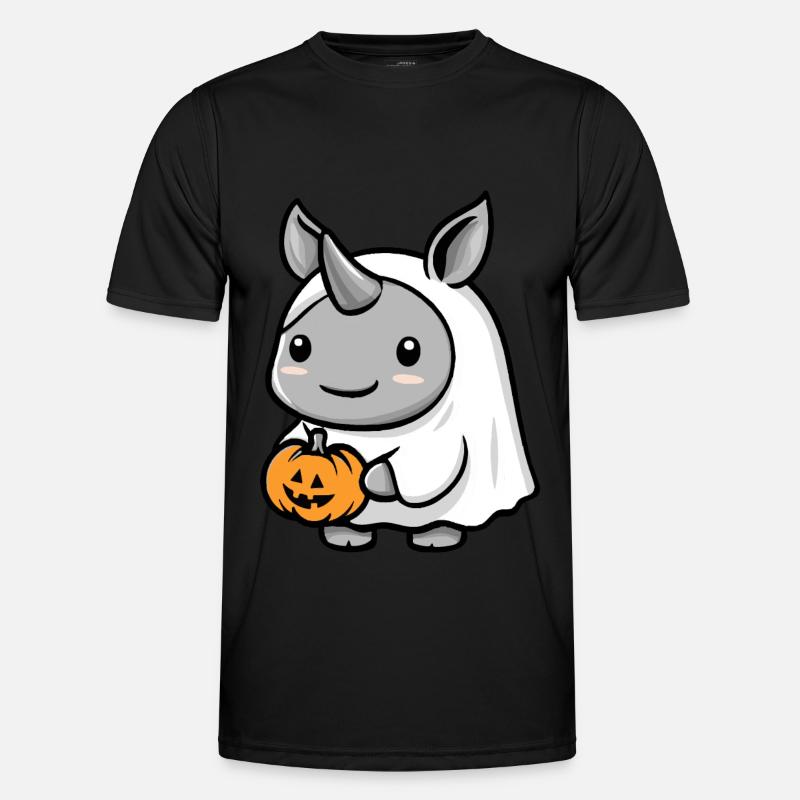 Nashorn Halloween Comic Geist - Männer Funktions-T-Shirt - Schwarz