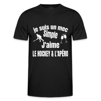 hockey et apéro - T-shirt sport Homme - noir - Devant - AI Model Male 178 dark (178cm)