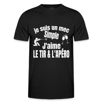 tir et apéro - T-shirt sport Homme - noir - Devant - AI Model Male 178 dark (178cm)
