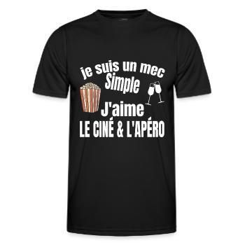 ciné et apéro - T-shirt sport Homme - noir - Devant - AI Model Male 178 dark (178cm)