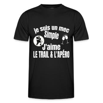 trail et apéro - T-shirt sport Homme - noir - Devant - AI Model Male 178 dark (178cm)