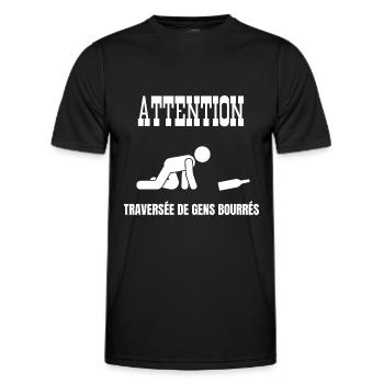 attention traversée de gens bourrés - T-shirt sport Homme - noir - Devant - AI Model Male 178 dark (178cm)