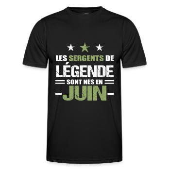 Sergent cadeau anniversaire juin militaire - T-shirt sport Homme - noir - Devant - AI Model Male 178 dark (178cm)