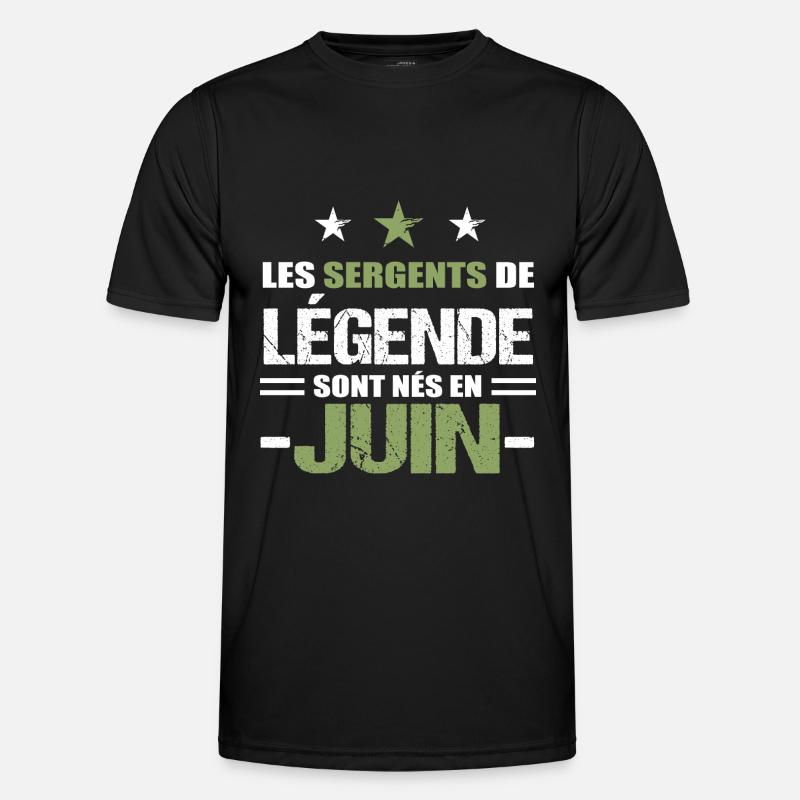 Sergent cadeau anniversaire juin militaire - T-shirt sport Homme - noir