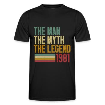 Cadeau d'anniversaire de légende né en 1981 - T-shirt sport Homme - noir - Devant - AI Model Male 178 dark (178cm)