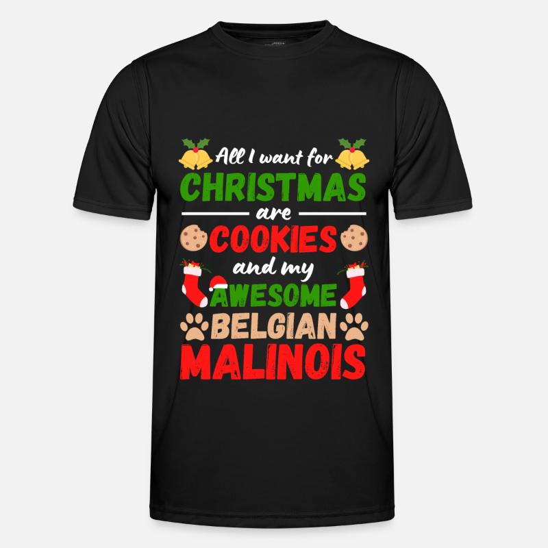 Christmas Belgian Malinois Biscuits - Men's Functional T-Shirt - black