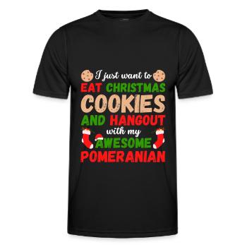 Christmas Dwarf Spitz Cookies - Men's Functional T-Shirt - black - Front - AI Model Male 178 dark (178cm)