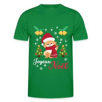 Christmas Sweet Dwarf Spitz Lover Kawaii - Men's Functional T-Shirt - kelly green - Front - AI Model Male 178 dark (178cm)