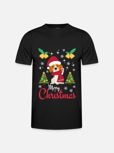 Christmas Sweet Beagle Kawaii - Men's Functional T-Shirt - black