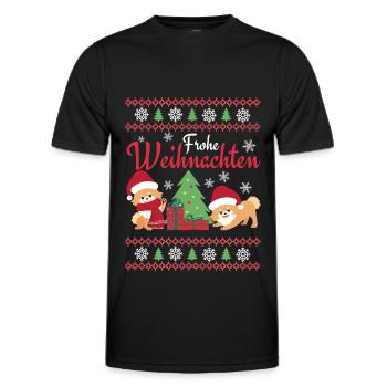 Christmas Sweet Dwarf Spitz Lover Kawaii - Men's Functional T-Shirt - black - Front - AI Model Male 178 dark (178cm)