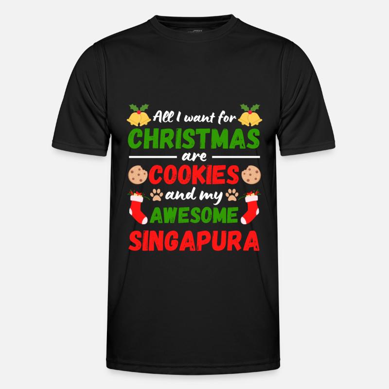 Biscuits de chat de Noël Singapoura T-shirt sport Homme
