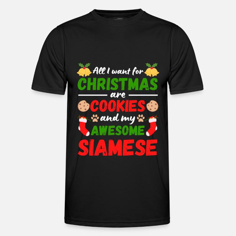 Biscuits de chat de Noël Siam T-shirt sport Homme