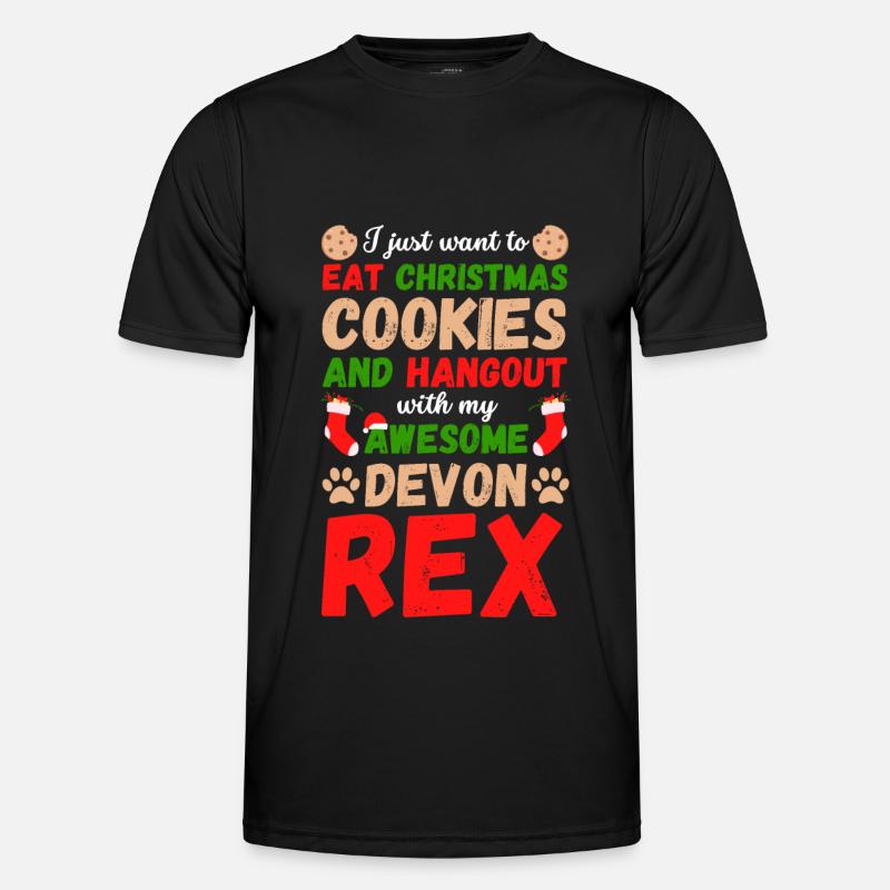 Christmas Cat Devon Rex Cookies Men's Functional T-Shirt