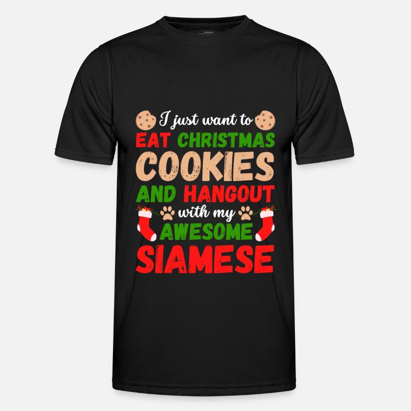 Biscuits de chat de Noël Siam T-shirt sport Homme