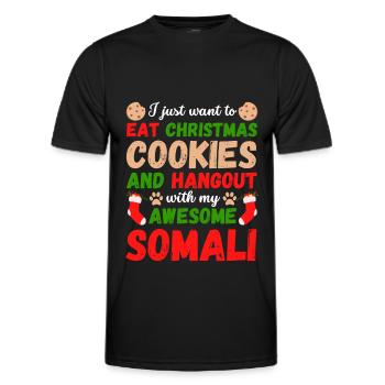 Weihnachten Somali Katze Kekse - Männer Funktions-T-Shirt - Schwarz - Vorne - AI Model Male 178 dark (178cm)