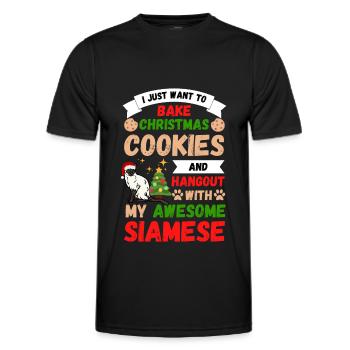 Biscuits de cuisson de chat siamois de Noël avec chat - T-shirt sport Homme - noir - Devant - AI Model Male 178 dark (178cm)