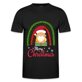 Christmas Sweet Dwarf Spitz Lover Kawaii - Men's Functional T-Shirt - black - Front - AI Model Male 178 dark (178cm)