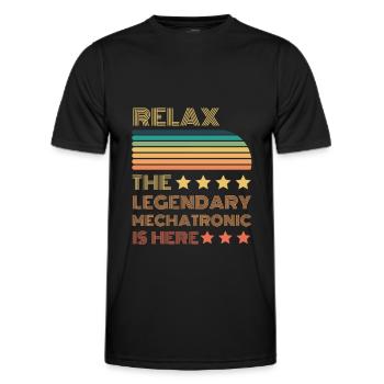 Relax der Legendäre Mechatroniker ist hier Retro - Männer Funktions-T-Shirt - Schwarz - Vorne - AI Model Male 178 dark (178cm)