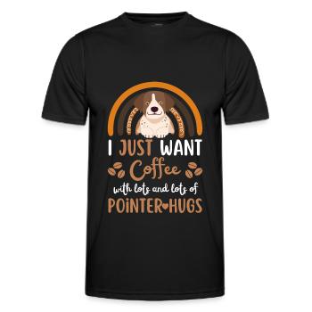 Sweet English Pointer Coffee Dog Cafe kawaii - Men's Functional T-Shirt - black - Front - AI Model Male 178 dark (178cm)