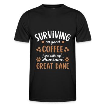 Deutsche Dogge Kaffee Hund Cafe - Männer Funktions-T-Shirt - Schwarz - Vorne - AI Model Male 178 dark (178cm)