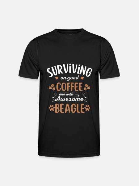 Beagle Coffee Dog Cafe - T-shirt sport Homme - noir