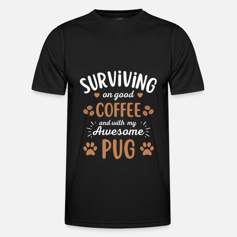 Pug Coffee Dog Cafe - Men's Functional T-Shirt - black