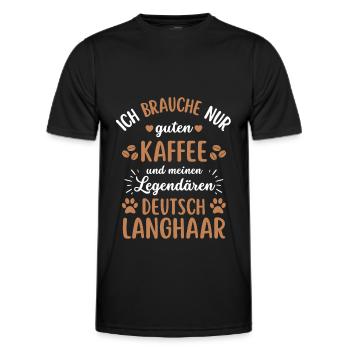 Deutsch Langhaar Kaffee Hund Cafe - Männer Funktions-T-Shirt - Schwarz - Vorne - AI Model Male 178 dark (178cm)