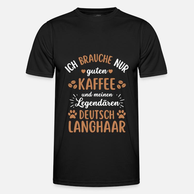 Deutsch Langhaar Kaffee Hund Cafe Männer Funktions-T-Shirt