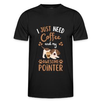 Sweet English Pointer Coffee Dog Cafe kawaii - Men's Functional T-Shirt - black - Front - AI Model Male 178 dark (178cm)