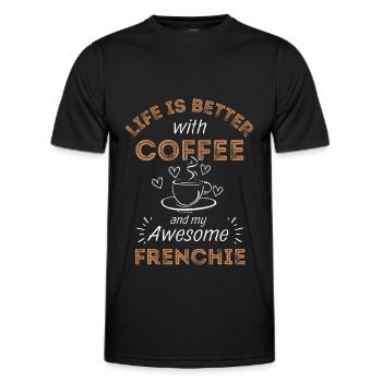 French Bulldog Coffee Dog Cafe - Men's Functional T-Shirt - black - Front - AI Model Male 178 dark (178cm)