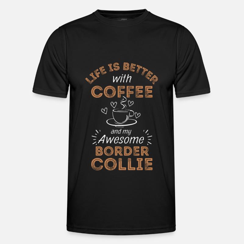 Border Collie Coffee Dog Cafe - Men's Functional T-Shirt - black