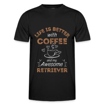 Retriever Coffee Dog Cafe - Men's Functional T-Shirt - black - Front - AI Model Male 178 dark (178cm)