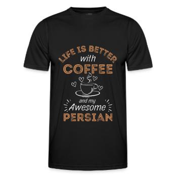 Perser Katze Kaffee Cafe - Männer Funktions-T-Shirt - Schwarz - Vorne - AI Model Male 178 dark (178cm)