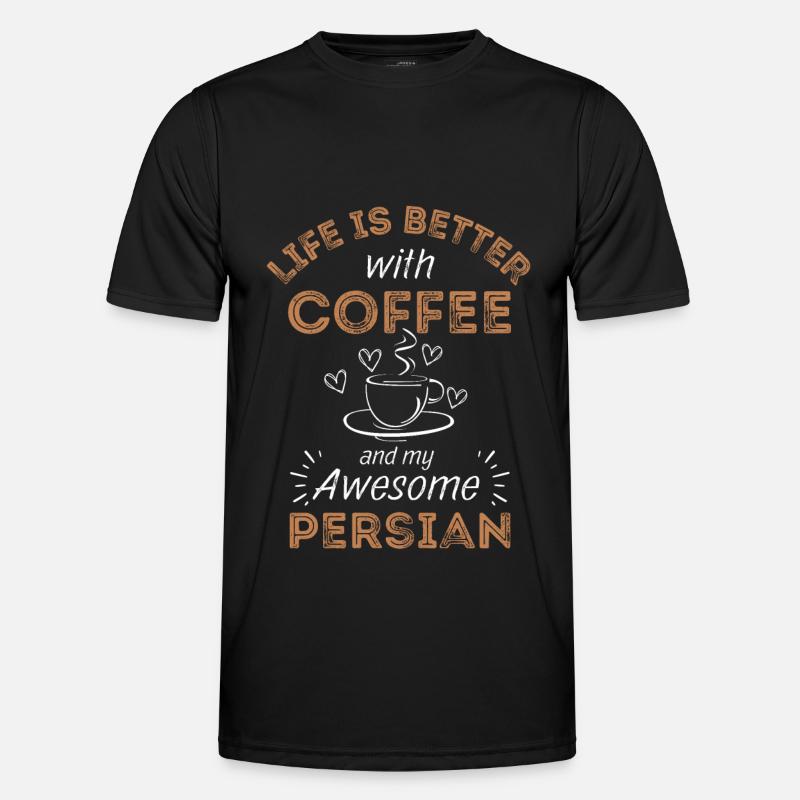 Perser Katze Kaffee Cafe Männer Funktions-T-Shirt