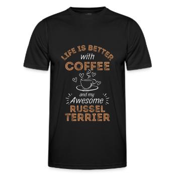 Russell Terrier Coffee Dog Cafe - Men's Functional T-Shirt - black - Front - AI Model Male 178 dark (178cm)