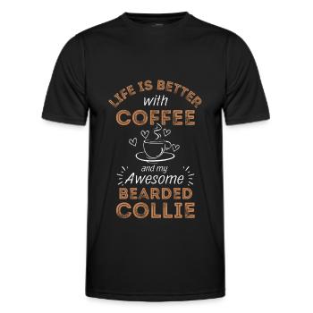 Bearded Collie Coffee Dog Cafe - Men's Functional T-Shirt - black - Front - AI Model Male 178 dark (178cm)