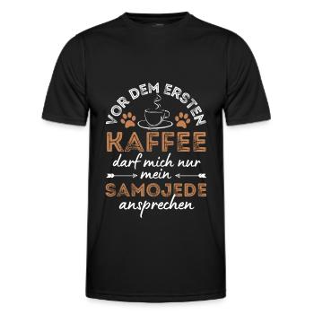 Samoyed Coffee Dog Cafe - Men's Functional T-Shirt - black - Front - AI Model Male 178 dark (178cm)