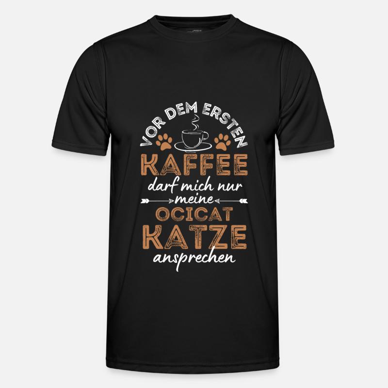 Ocicat Cat Coffee Cafe - Men's Functional T-Shirt - black