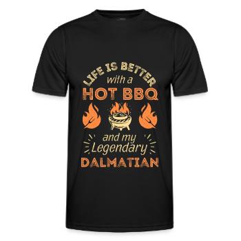 BBQ grilling and Dalmatian dog lover - Men's Functional T-Shirt - black - Front - AI Model Male 178 dark (178cm)